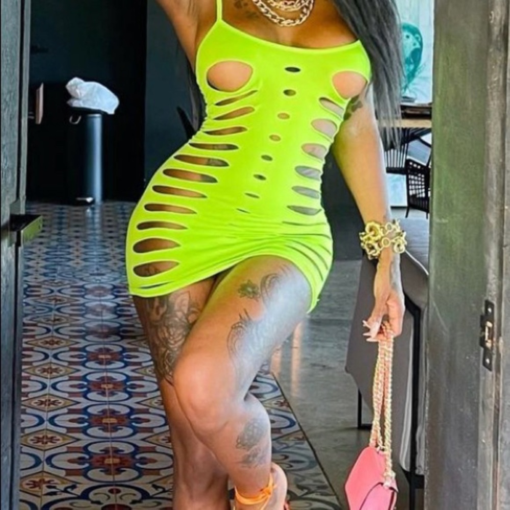 Mini Cut Out Dress - Lime 🍋‍🟩